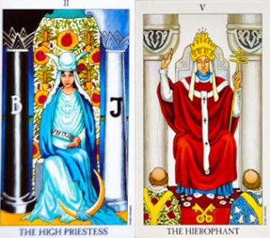 Powerful Pairings: 3 Tarot Card Combinations You’ll Want to Pay Attention to in Your Readings highpriestess-hierophant-tarot-cards