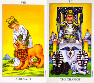 Powerful Pairings: 3 Tarot Card Combinations You’ll Want to Pay Attention to in Your Readings strength-chariot-tarot-cards